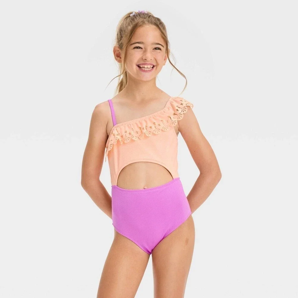 Girls Beach Dreams One Piece Swimsuit - Cat & Jack Pink Size Small 6/7